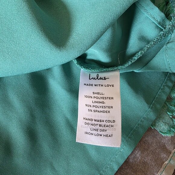 Lulus Luxe Direction Teal Green Floral Jacquard Puff Sleeve Mini Dress XL NWT - Picture 7 of 16